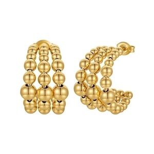 Gold Beads Hoop‎ Earrings Mew